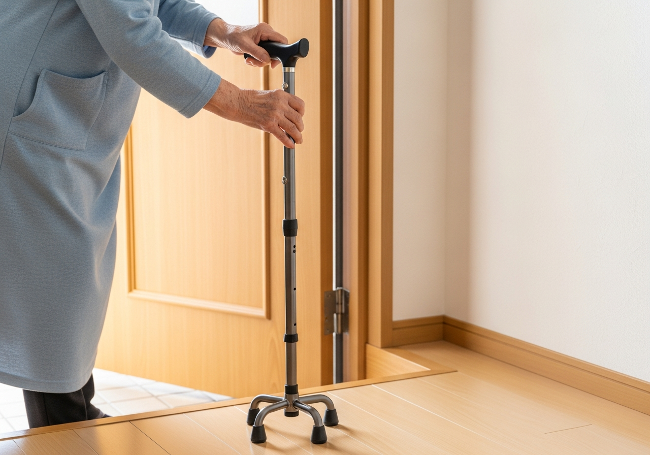 イタズラしたのは誰じゃーと杖を振りかざして怒るおじいさん