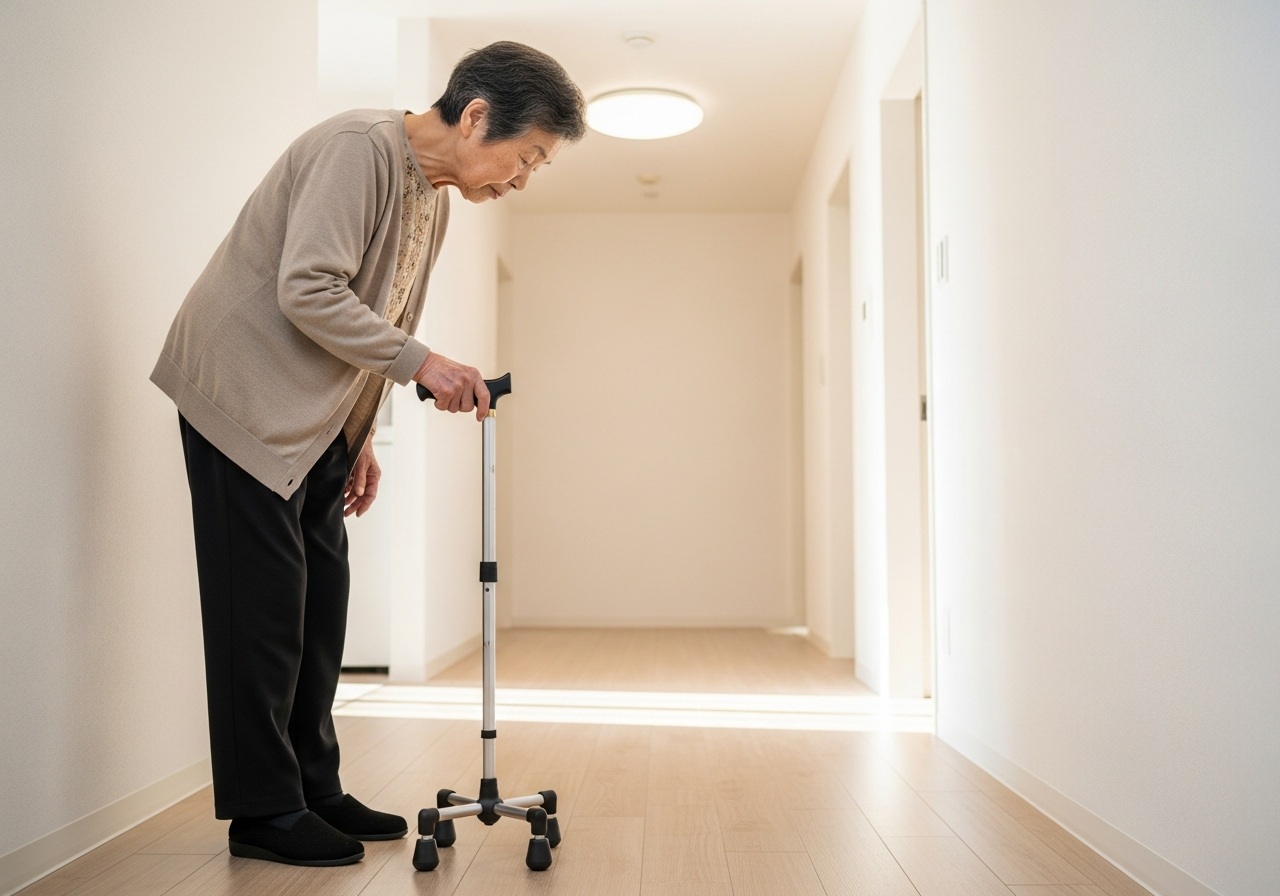 ひとりで外出してしまった老人と心配する介護士