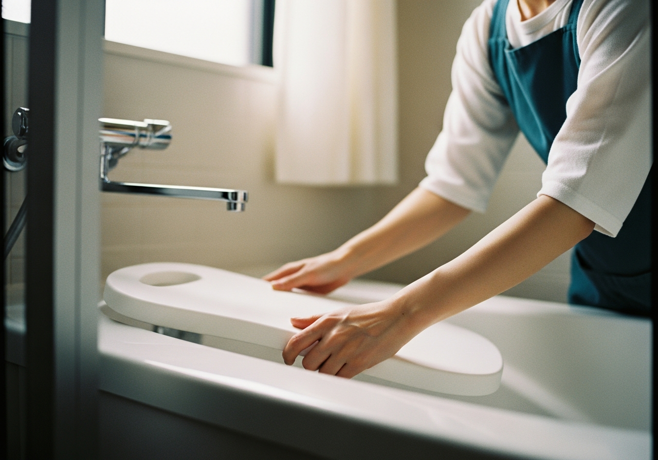 母を浴槽に入れる介助で腰が限界|入浴台は介護保険で買えるのか調べた話 3 バスタオルを頭に巻いたお風呂上がりの女性