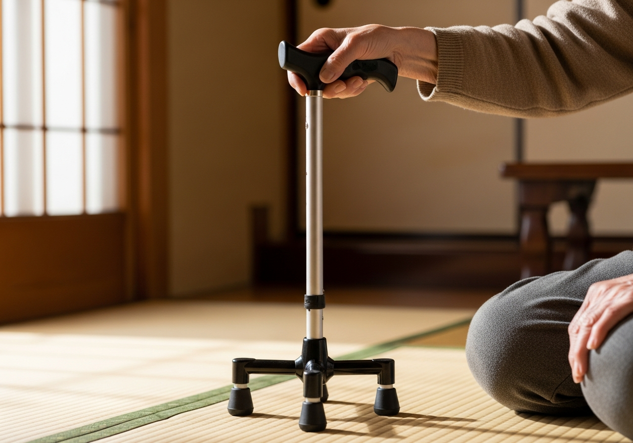母の片麻痺に4点杖を足した話|介護保険で多点杖は使えるのか 3 歩行器の写真