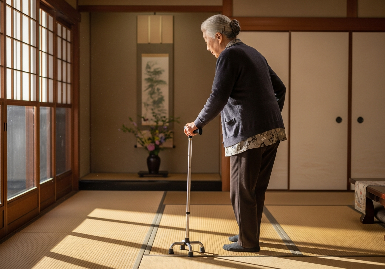 母の片麻痺に4点杖を足した話|介護保険で多点杖は使えるのか 4 歩行器の写真