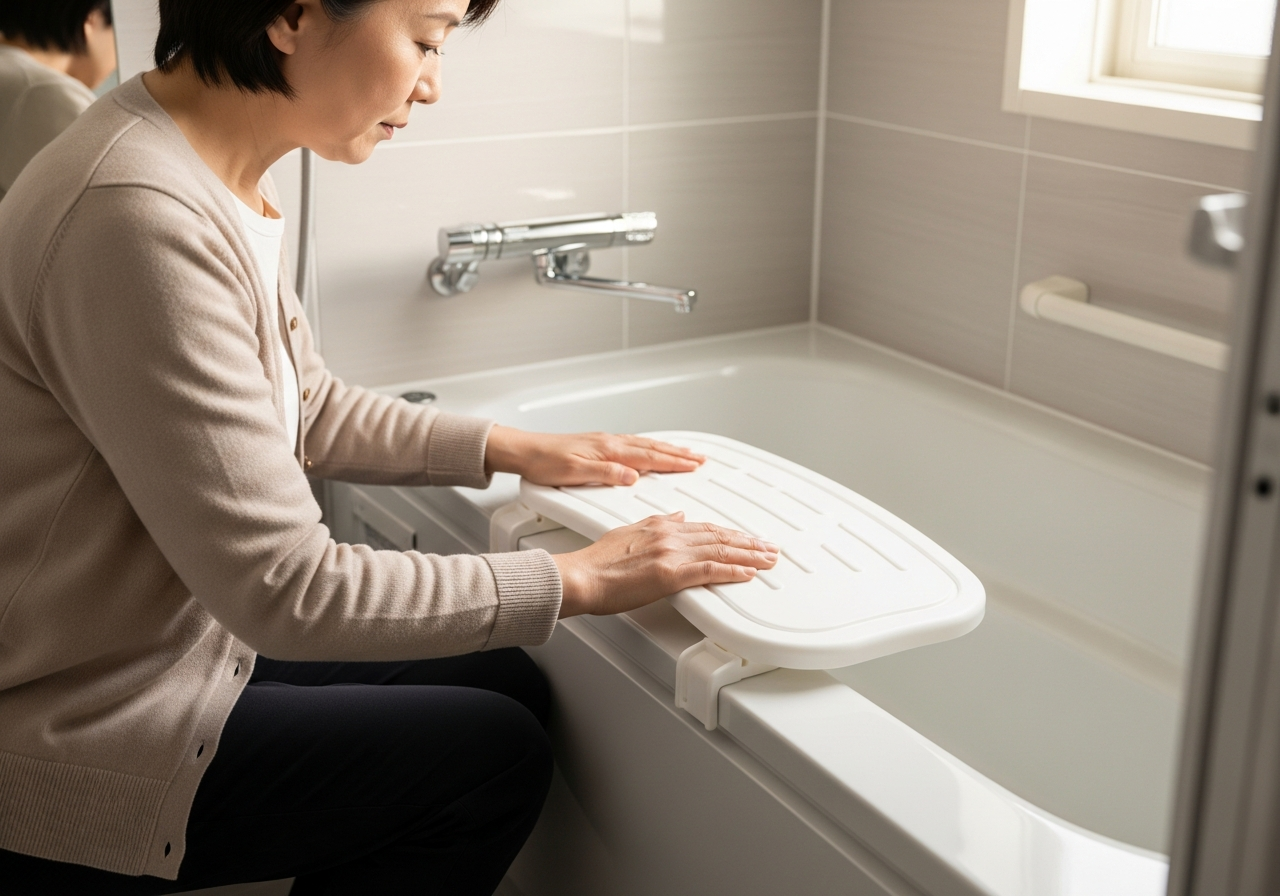 お風呂の立ち上がりで腰がもう限界だった話|浴槽手すりを5種類比べて残った1つ 4 バスボードの写真